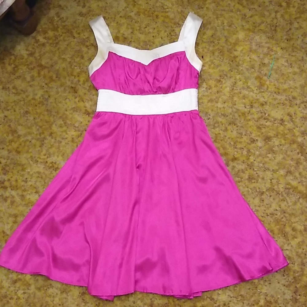 Beautiful Pink and Gold Silk Satin Dress